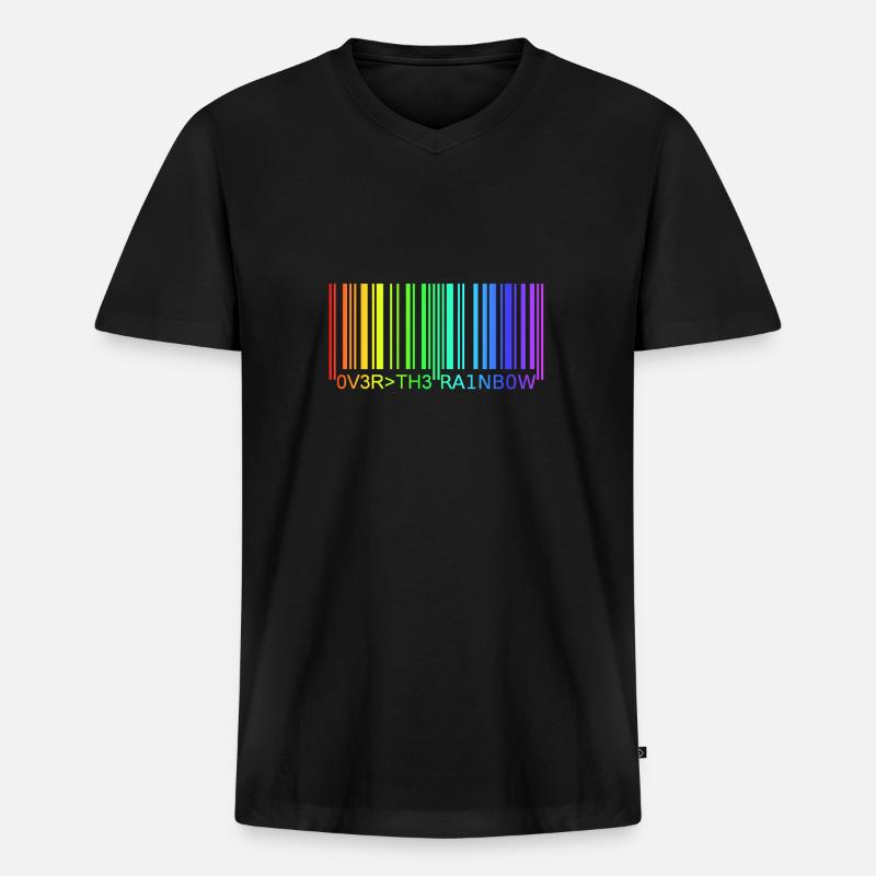 Barcode Regenbogen - Männer Premium Bio T-Shirt mit V-Ausschnitt - Schwarz