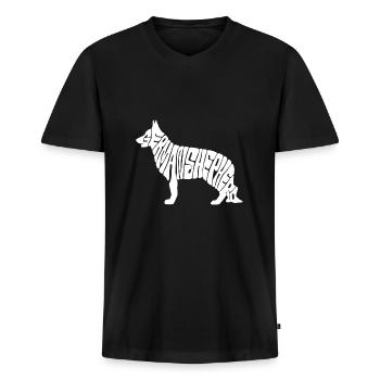 Berger allemand - T-shirt encolure en V Premium bio Homme - noir - Devant - Nico (187cm)