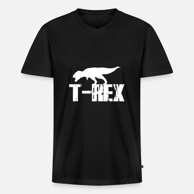 T Rex - Männer Premium Bio T-Shirt mit V-Ausschnitt - Schwarz