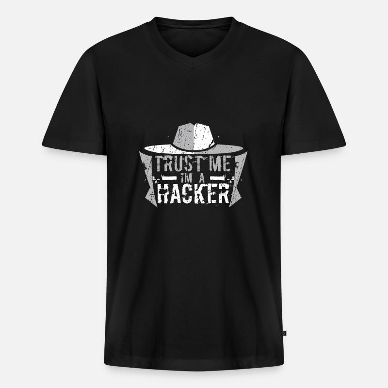 Trust me I'm a hacker. - Männer Premium Bio T-Shirt mit V-Ausschnitt - Schwarz