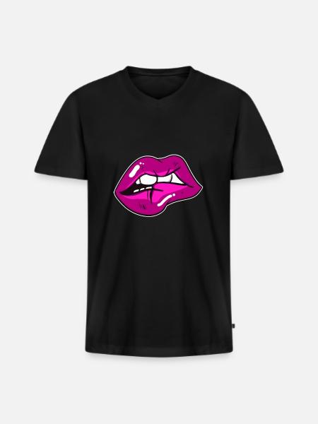 Lippe - Männer Premium Bio T-Shirt mit V-Ausschnitt - Schwarz