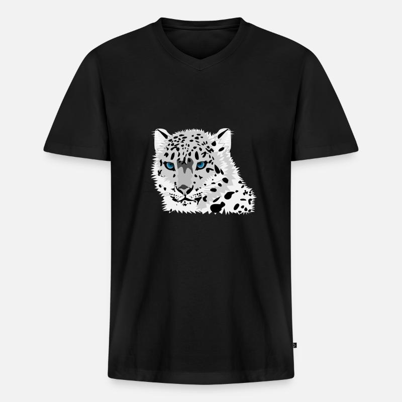 Schneeleopard - Männer Premium Bio T-Shirt mit V-Ausschnitt - Schwarz