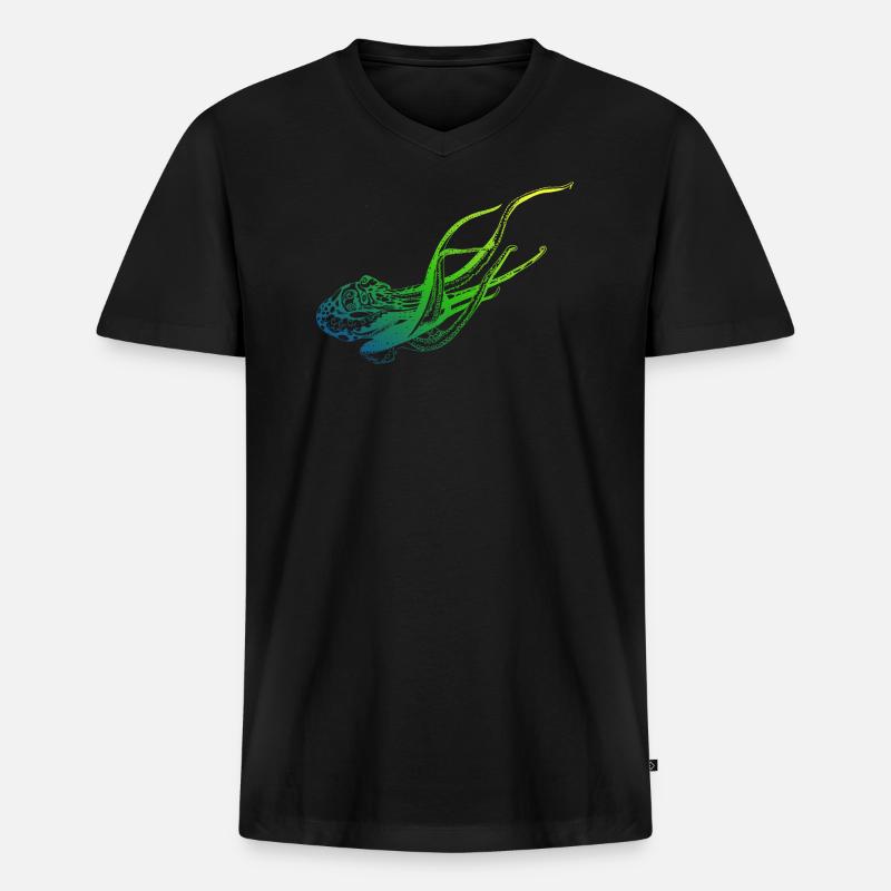 Oktopus Tauchen - Männer Premium Bio T-Shirt mit V-Ausschnitt - Schwarz
