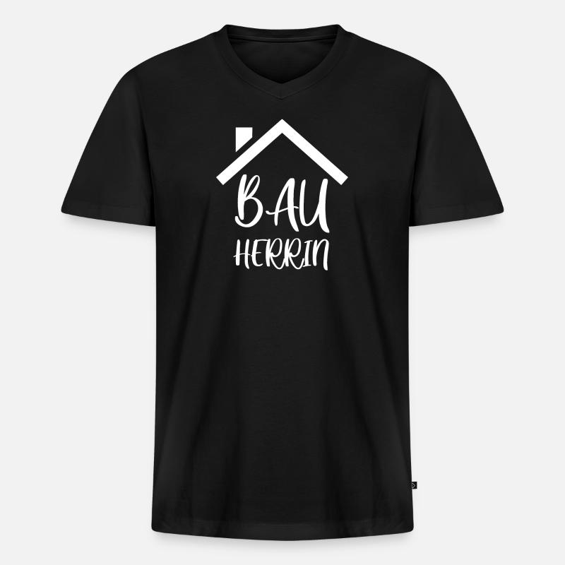 Bauherrin - Männer Premium Bio T-Shirt mit V-Ausschnitt - Schwarz