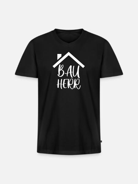 Bauherr - Männer Premium Bio T-Shirt mit V-Ausschnitt - Schwarz
