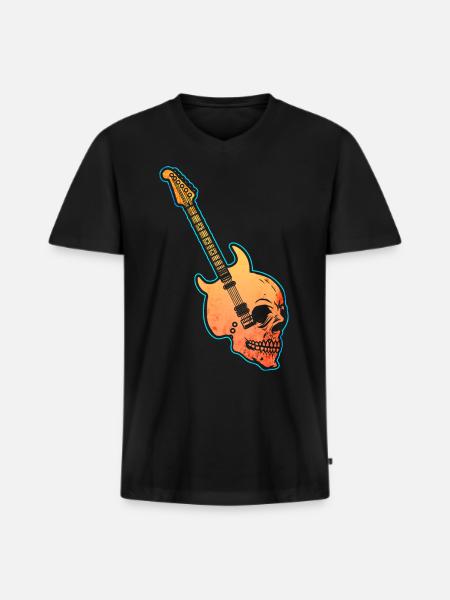 Guitare rock and roll - T-shirt encolure en V Premium bio Homme - noir