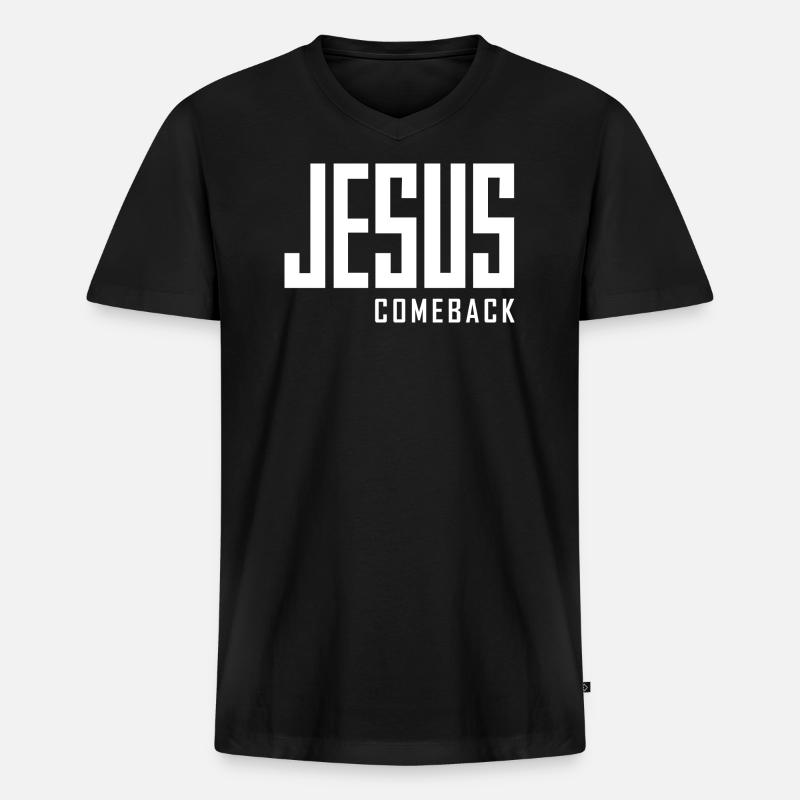 Jesus Comeback – Dein Glaubens-Statement! - Männer Premium Bio T-Shirt mit V-Ausschnitt - Schwarz