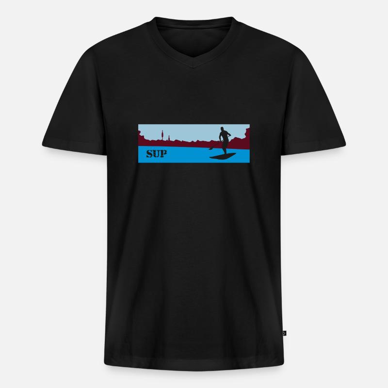 SUP Stand up paddling - Männer Premium Bio T-Shirt mit V-Ausschnitt - Schwarz