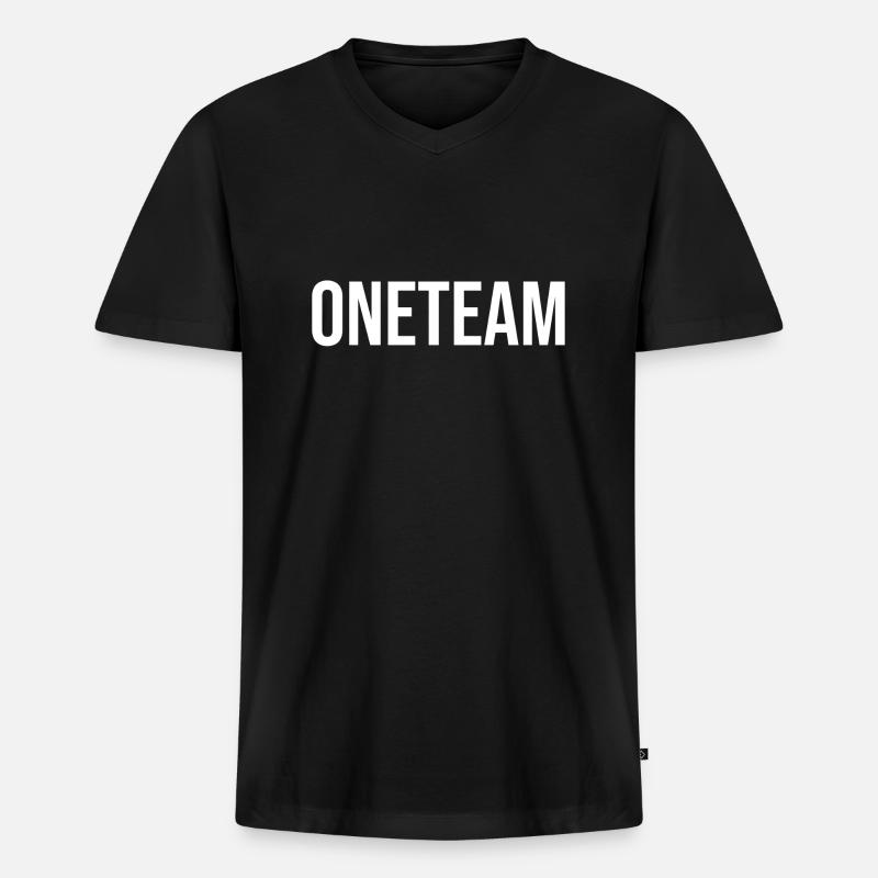 One Team - Männer Premium Bio T-Shirt mit V-Ausschnitt - Schwarz