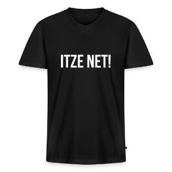 Itze Net! - Männer Premium Bio T-Shirt mit V-Ausschnitt - Schwarz - Vorne - Nico (187cm)