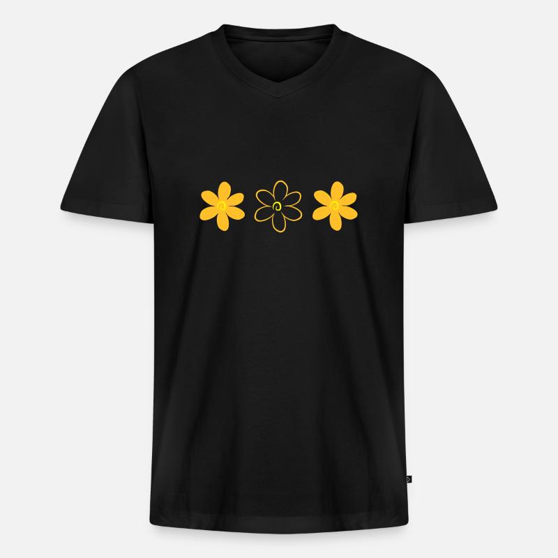 Blume - Männer Premium Bio T-Shirt mit V-Ausschnitt - Schwarz