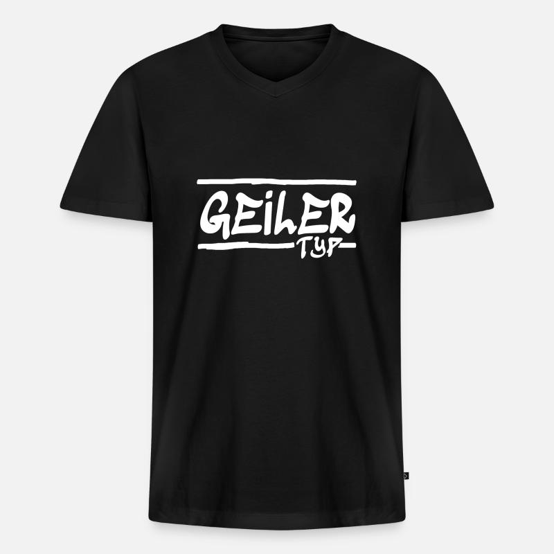 Geiler Typ, selbstbewusst, Kompliment, Motivation - Männer Premium Bio T-Shirt mit V-Ausschnitt - Schwarz