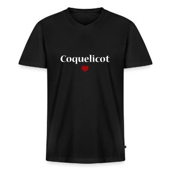 Coquelicot - T-shirt encolure en V Premium bio Homme - noir - Devant - Nico (187cm)
