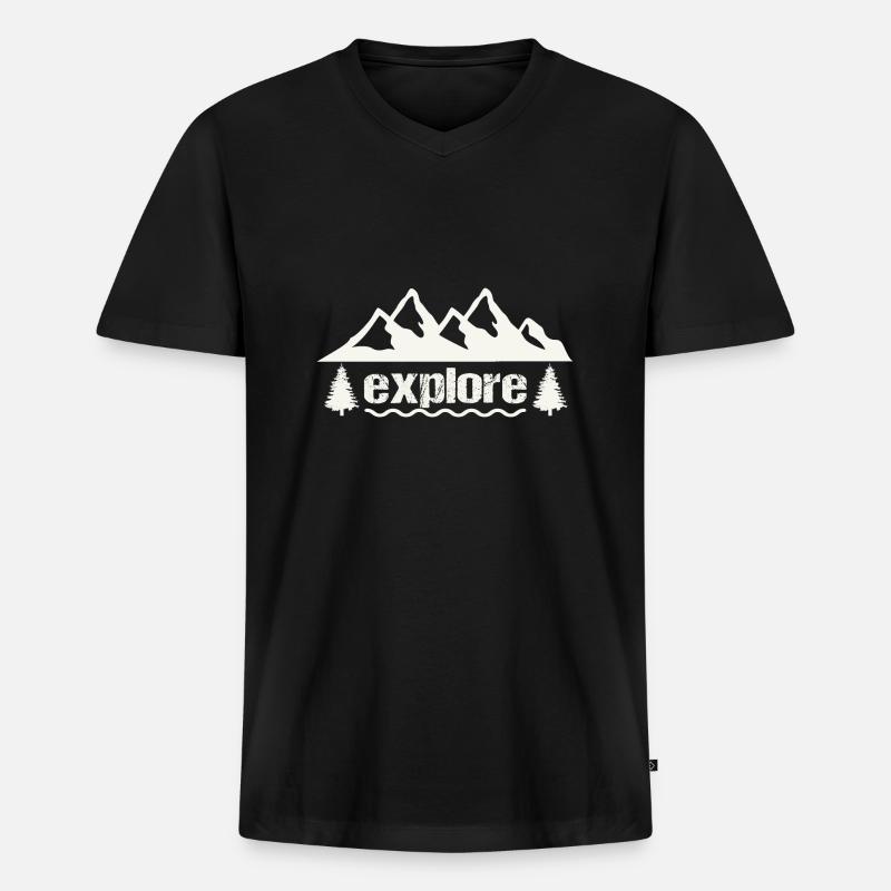 explore - Männer Premium Bio T-Shirt mit V-Ausschnitt - Schwarz