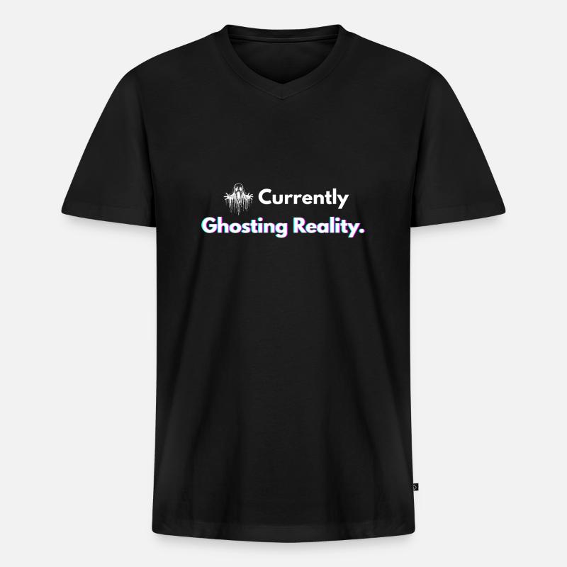 Aktuell Ghosting Reality Shirt - Männer Premium Bio T-Shirt mit V-Ausschnitt - Schwarz