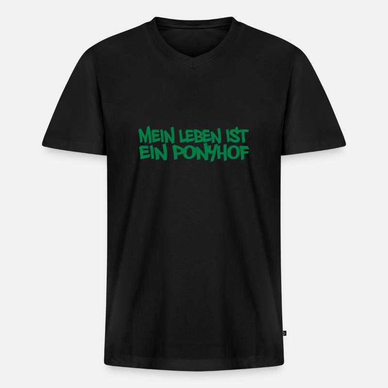 Ponyhof - Männer Premium Bio T-Shirt mit V-Ausschnitt - Schwarz