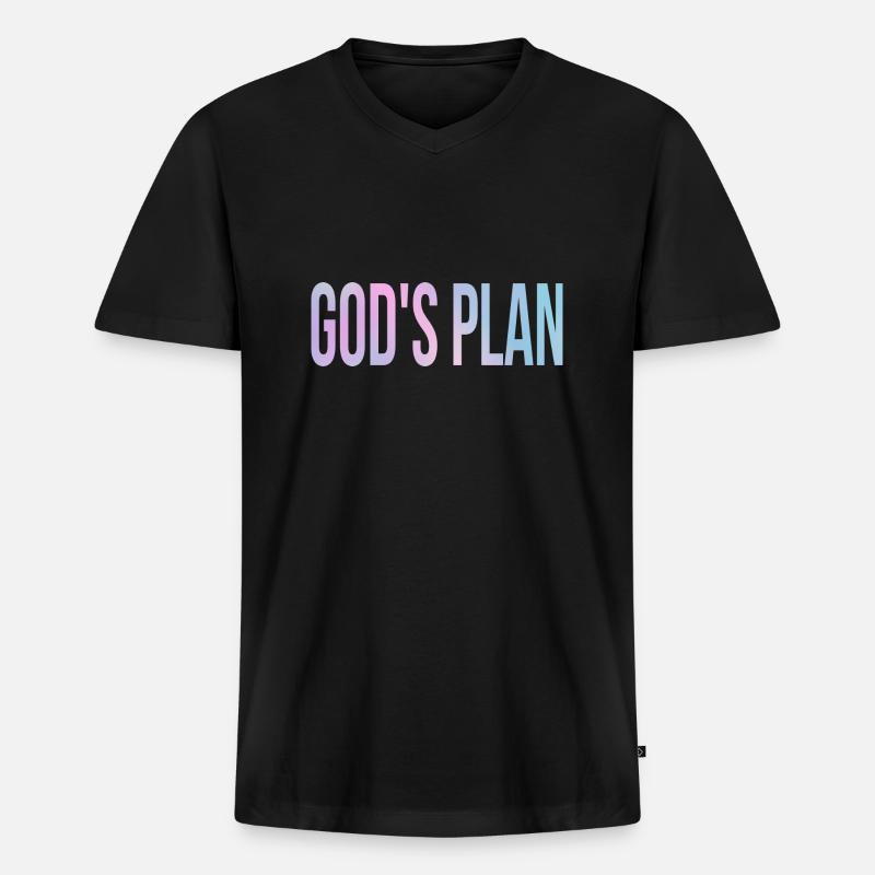 God's Plan - Männer Premium Bio T-Shirt mit V-Ausschnitt - Schwarz