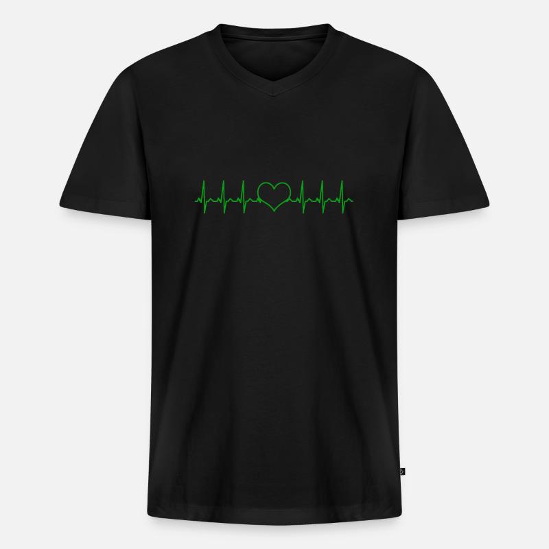 Elektrokardiogramm in der Liebe - Männer Premium Bio T-Shirt mit V-Ausschnitt - Schwarz