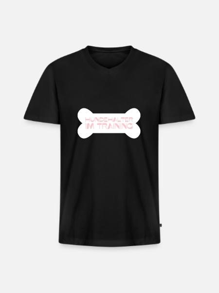 Hundehalter im Training - Männer Premium Bio T-Shirt mit V-Ausschnitt - Schwarz