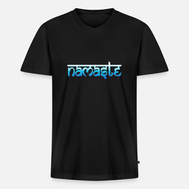 Namaste - blue - Männer Premium Bio T-Shirt mit V-Ausschnitt - Schwarz