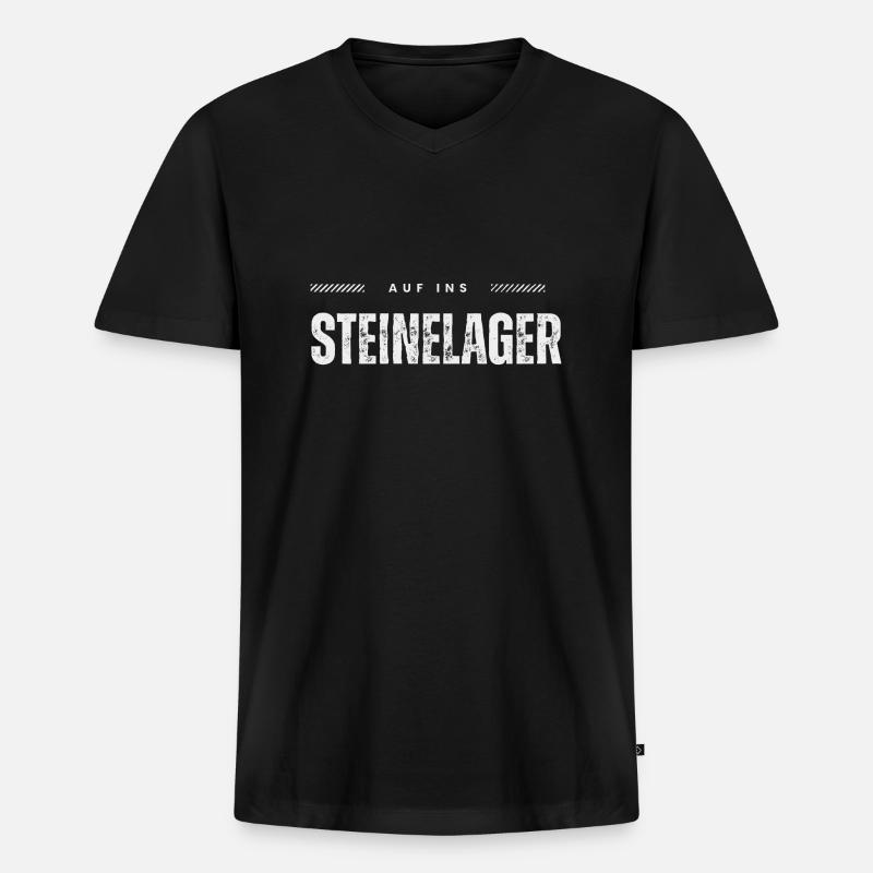 Steinelager - Männer Premium Bio T-Shirt mit V-Ausschnitt - Schwarz