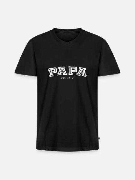 Papa Est 2024 - Men's Premium Organic T-shirt with V-neck - black