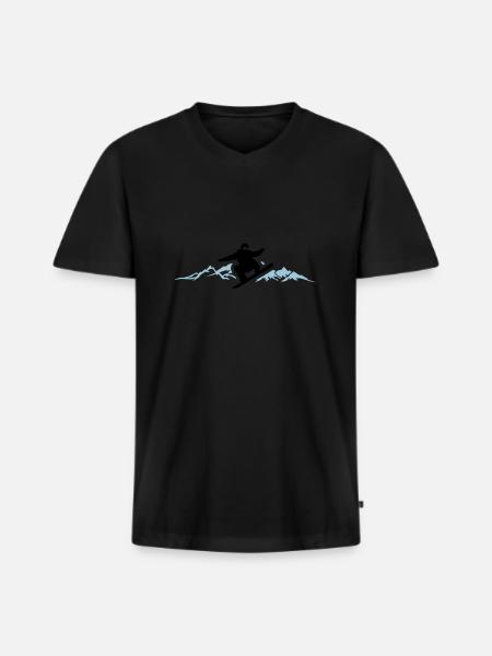 Wintersport - Snowboard - Männer Premium Bio T-Shirt mit V-Ausschnitt - Schwarz