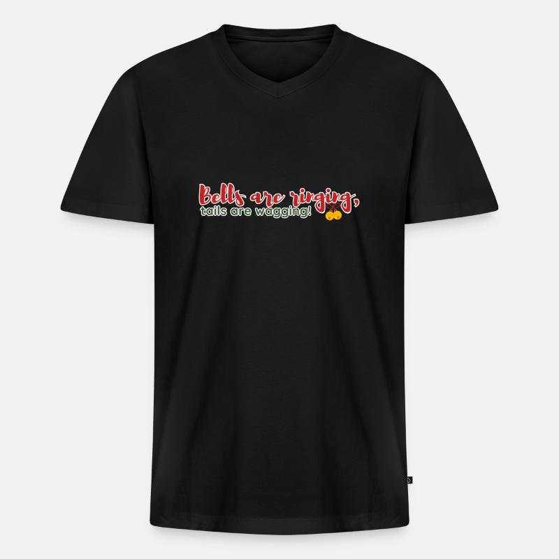 Weihnachtspullover - Hund - Männer Premium Bio T-Shirt mit V-Ausschnitt - Schwarz