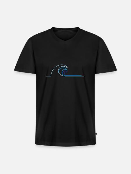 Welle - Männer Premium Bio T-Shirt mit V-Ausschnitt - Schwarz