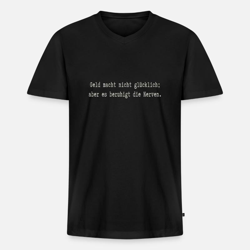 Geld - Männer Premium Bio T-Shirt mit V-Ausschnitt - Schwarz
