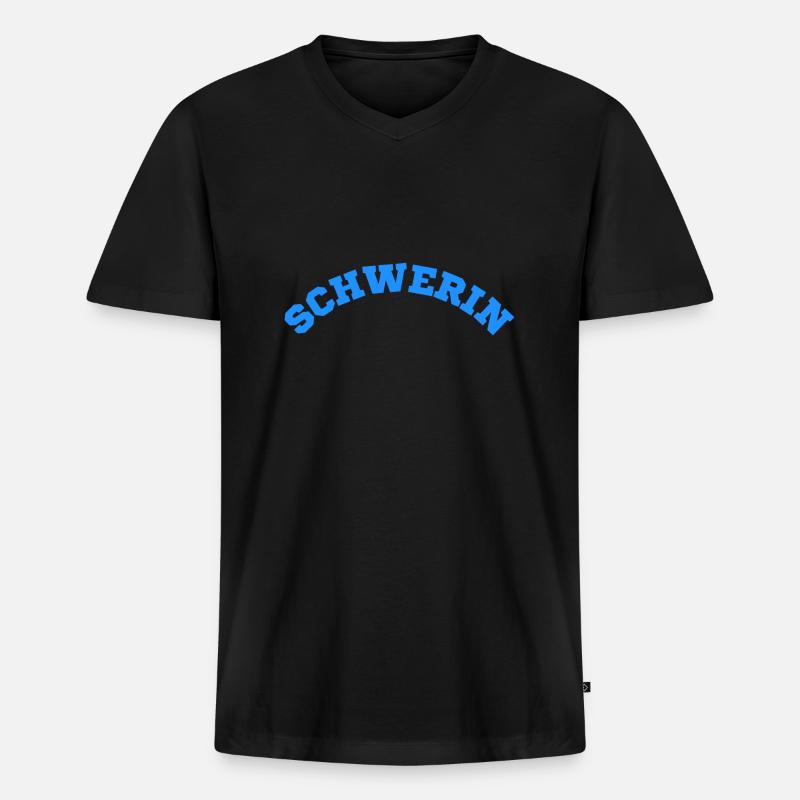 Schwerin - Männer Premium Bio T-Shirt mit V-Ausschnitt - Schwarz