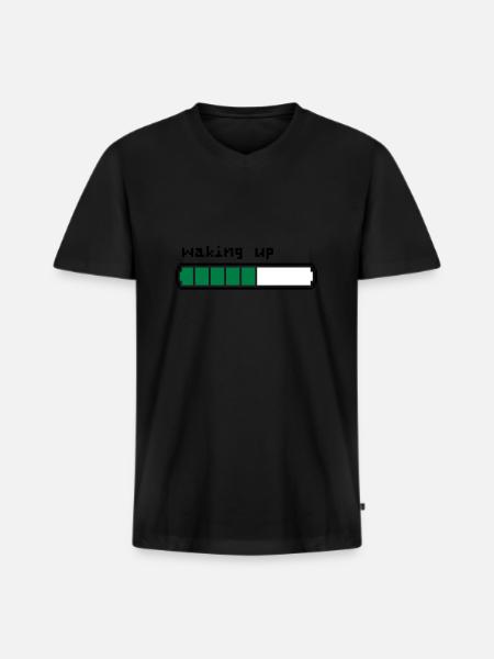 Waking up - Männer Premium Bio T-Shirt mit V-Ausschnitt - Schwarz