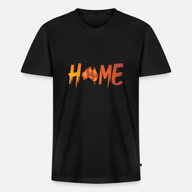 HOME AUSTRALIA - Männer Premium Bio T-Shirt mit V-Ausschnitt - Schwarz