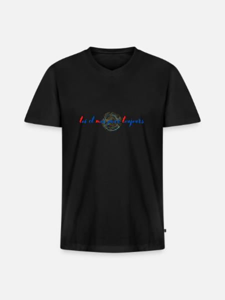 toi et moi pour toujours - T-shirt encolure en V Premium bio Homme - noir