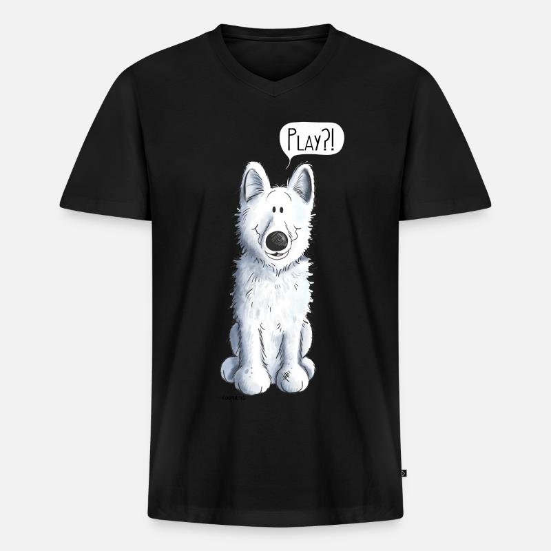 Schweizer Schäferhund Play - Männer Premium Bio T-Shirt mit V-Ausschnitt - Schwarz