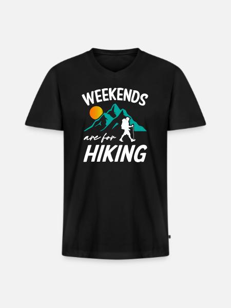 Weekends Are For Hiking - Men's Premium Organic T-shirt with V-neck - black