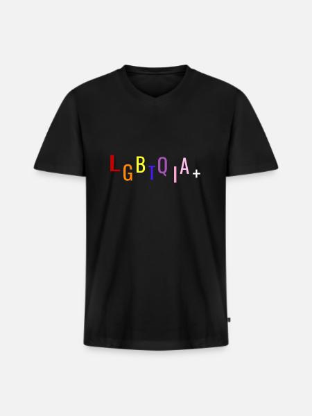 LGBTQIA+ - Männer Premium Bio T-Shirt mit V-Ausschnitt - Schwarz