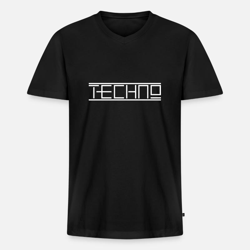 Techno - Männer Premium Bio T-Shirt mit V-Ausschnitt - Schwarz