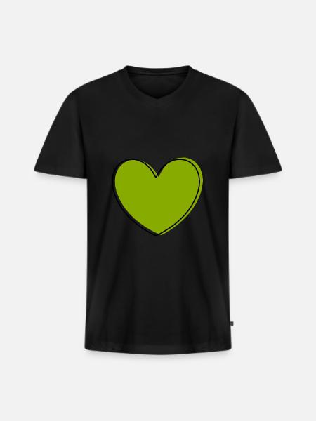 Grønt hjerte grønne hjerter par gave - Premium økologisk T-shirt med V-hals til mænd - sort