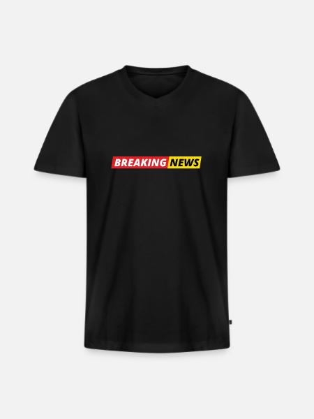 Breaking News - Men's Premium Organic T-shirt with V-neck - black