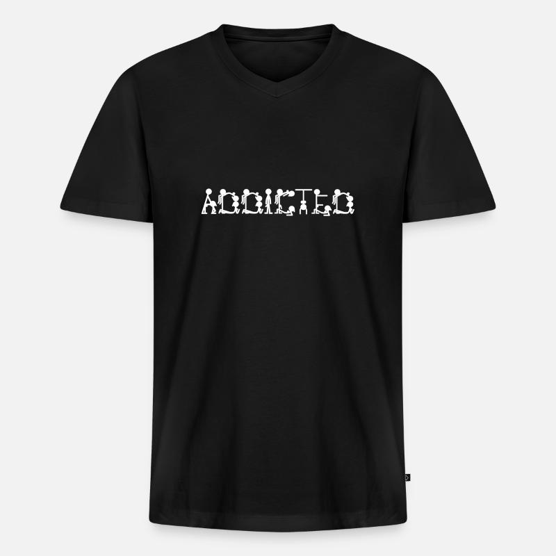 Addicted - Männer Premium Bio T-Shirt mit V-Ausschnitt - Schwarz