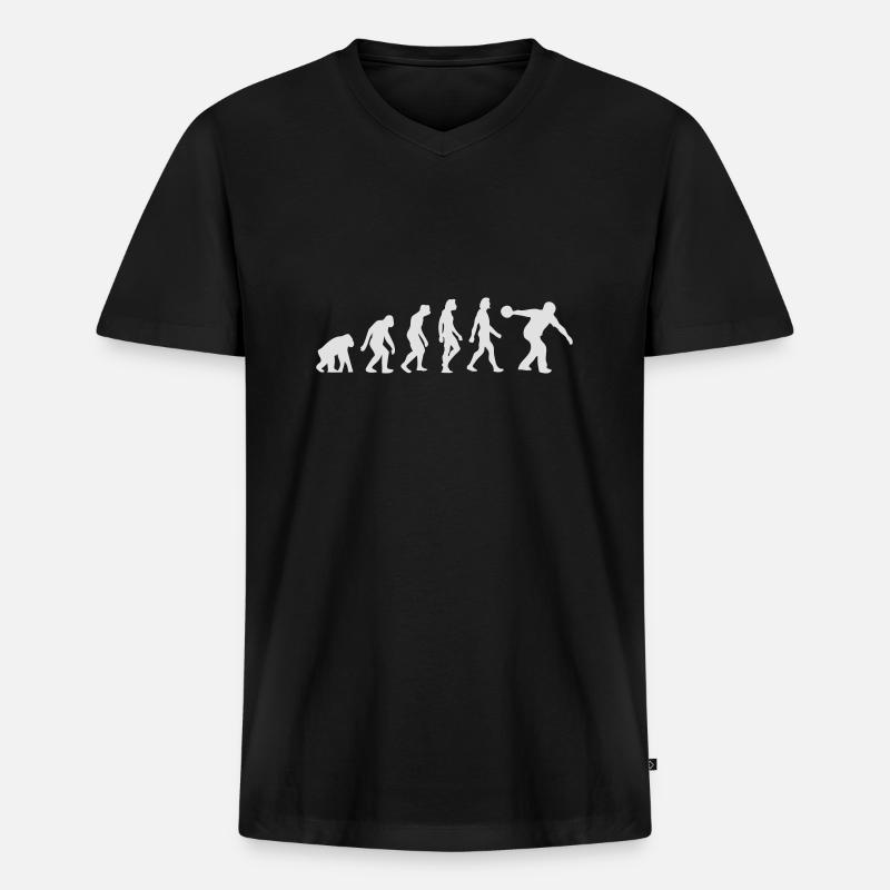 Die Evolution des Bowlingspiels - Männer Premium Bio T-Shirt mit V-Ausschnitt - Schwarz