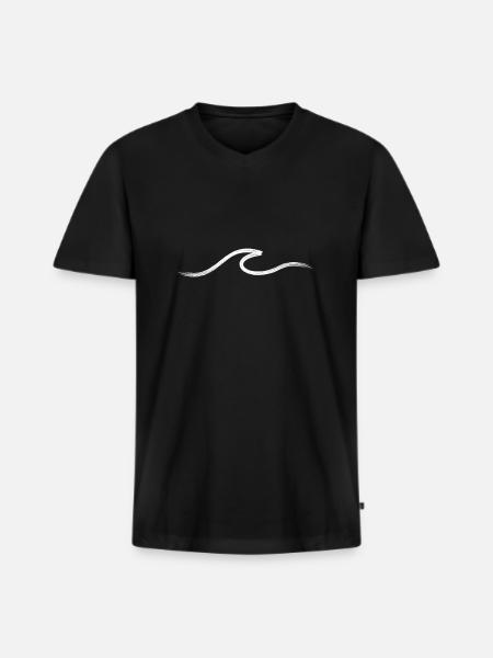 Welle wave surfen - Männer Premium Bio T-Shirt mit V-Ausschnitt - Schwarz