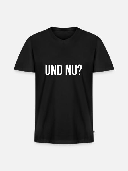 Und Nu? - Männer Premium Bio T-Shirt mit V-Ausschnitt - Schwarz
