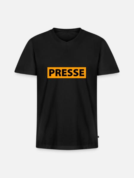 presse - T-shirt encolure en V Premium bio Homme - noir