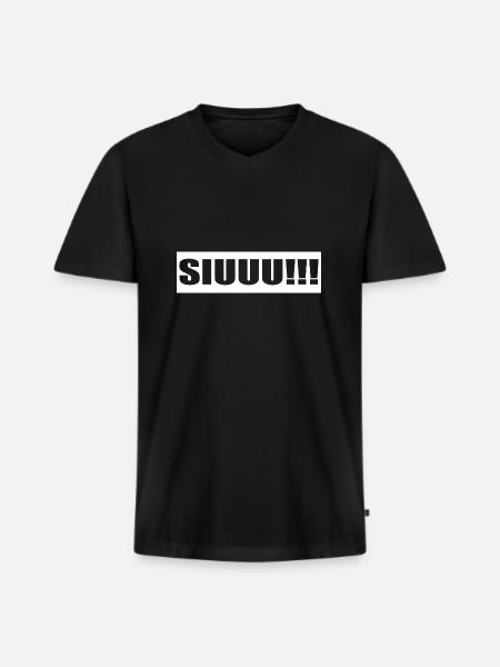 Stylish SIUUU!!! - Men's Premium Organic T-shirt with V-neck - black