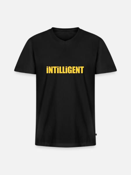 Intilligent Fun Intelligent - Männer Premium Bio T-Shirt mit V-Ausschnitt - Schwarz