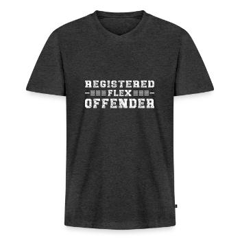 Funny Registered Flex Offender Bodybuilding - Men's Premium Organic T-shirt with V-neck - heather anthracite - Front - Nico (187cm)