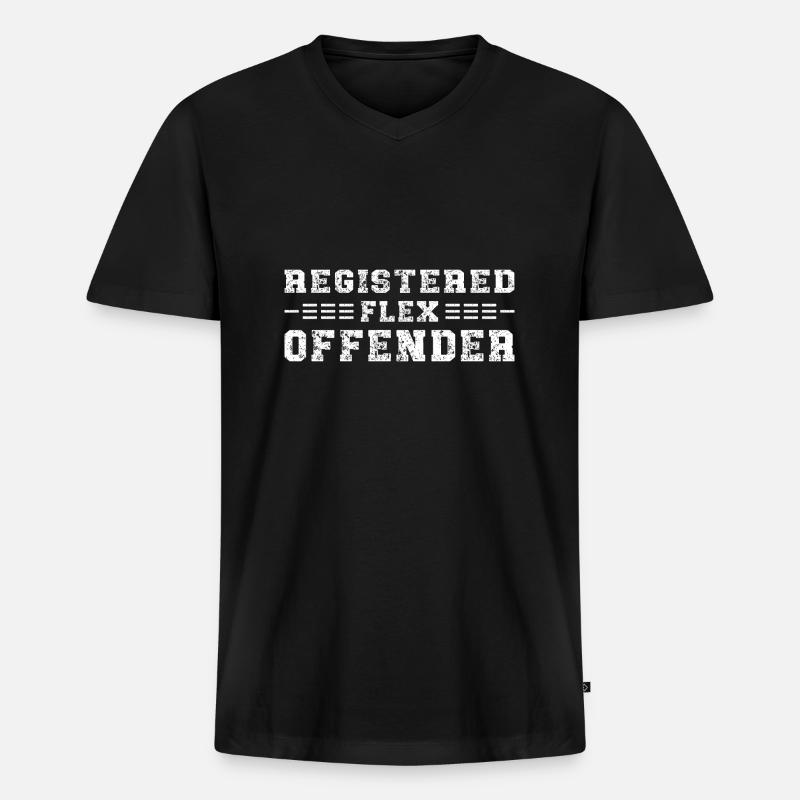 Funny Registered Flex Offender Bodybuilding - Men's Premium Organic T-shirt with V-neck - black