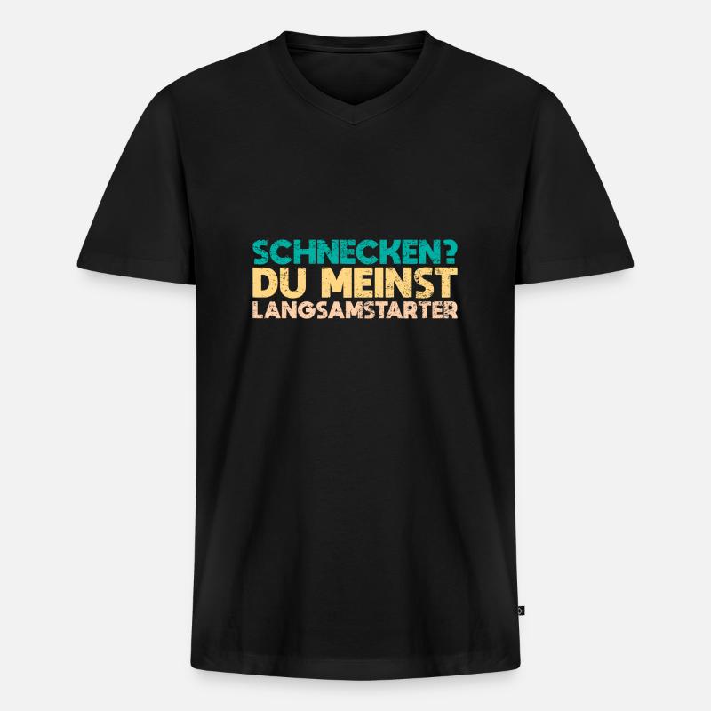 Schnecken? Du Meinst Langsamstarter - Männer Premium Bio T-Shirt mit V-Ausschnitt - Schwarz
